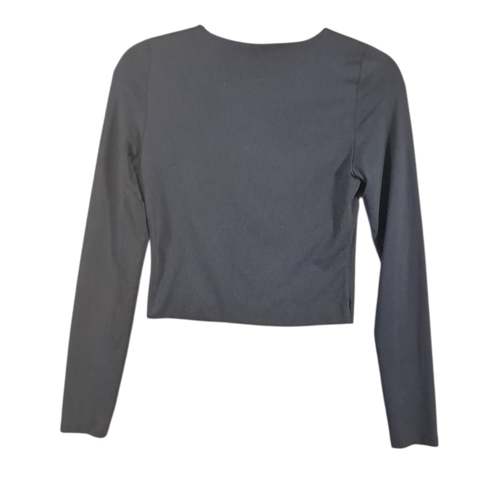 Aritzia Wilfred Black Cropped Top Contour Plunging V‎ Neck Minimal Indie Chic M - Picture 3 of 10